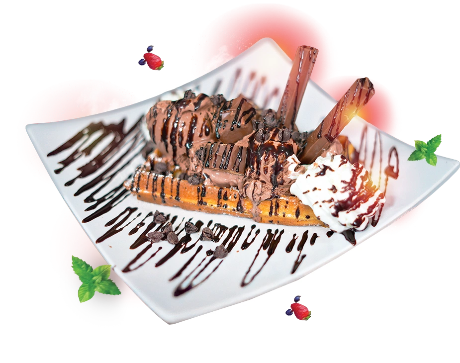Waffles at Keds Ice Cream – Belgian waffles with ice cream and toppings