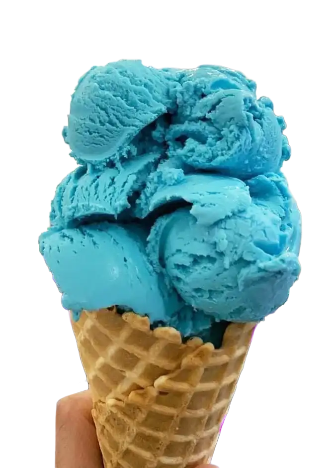 Blue Moon ice cream dessert with Cinnamon Toast Crunch, whipped cream, and chocolate drizzle at Keds Ice Cream