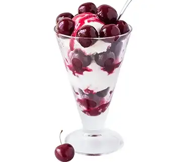 Creamy ice cream with fresh cherries at Keds Ice Cream