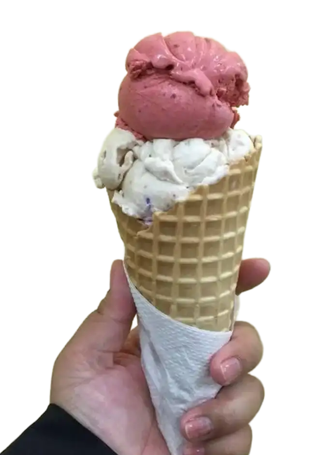 Keds Ice Cream Cinnamon Toast Crunch dessert with whipped cream, cinnamon ice cream, chocolate syrup, and powdered sugar