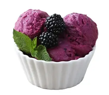 Dairy-free mixed berry sorbet made with real berries at Keds Ice Cream