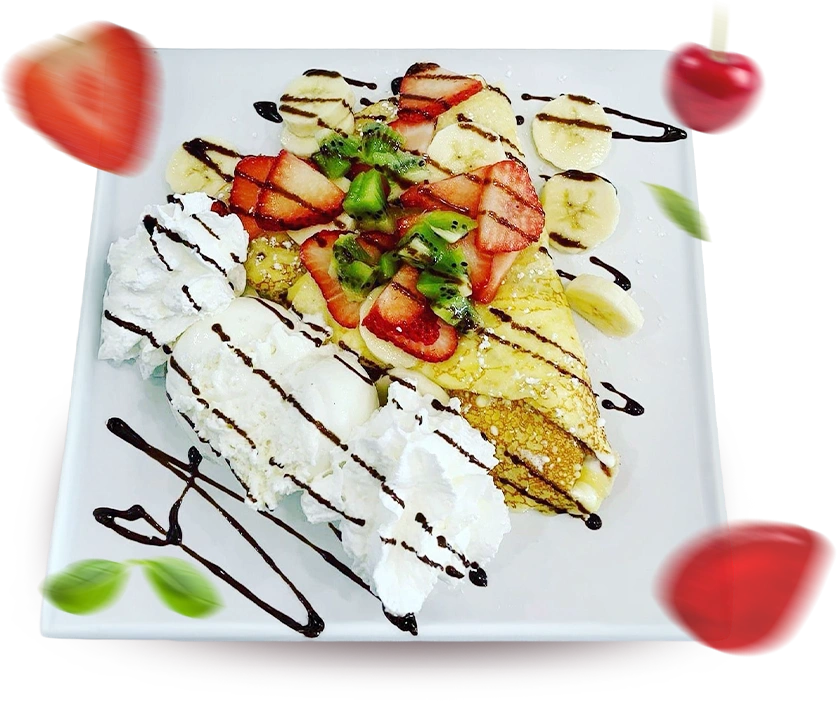 Sweet crepes at Keds Ice Cream – dessert crepes with chocolate, fruit and ice cream