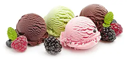 Different types of ice cream flavors at Ked’s Ice Cream – classic, kids, and premium options