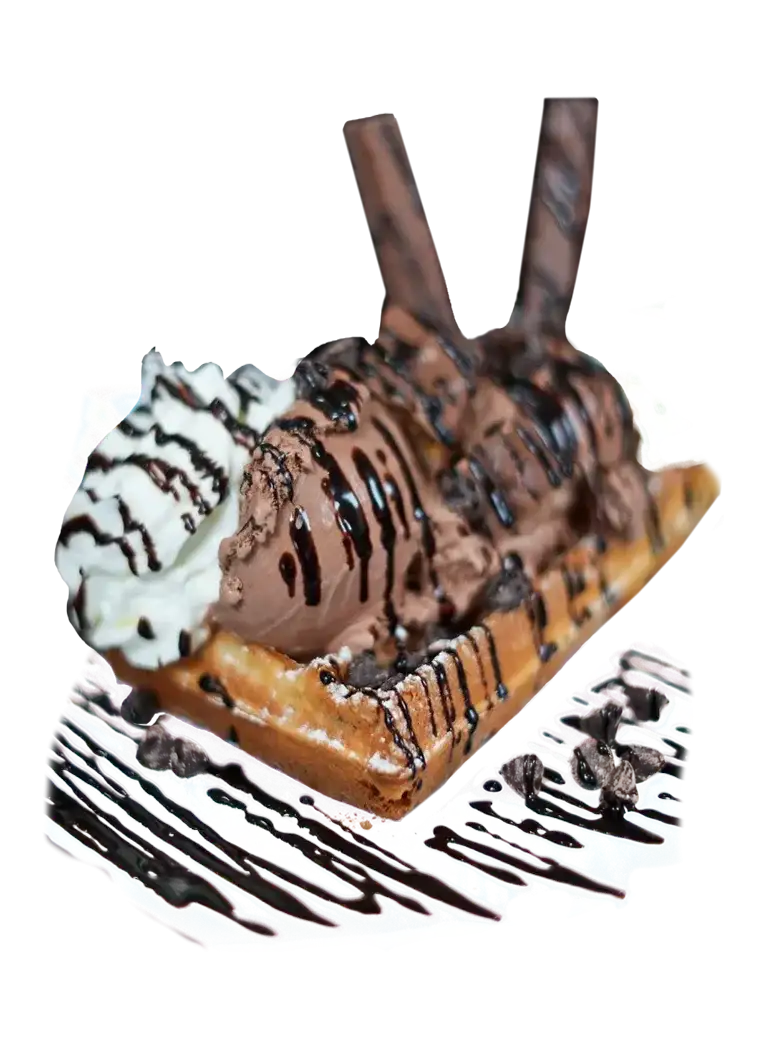 Home 12 Waffles at Keds Ice Cream – Belgian waffles with ice cream and toppings