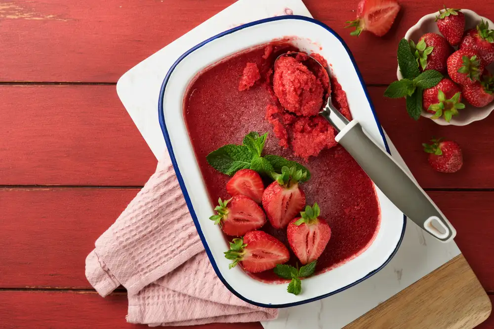 Fresh fruit vegan sorbet at Ked’s Ice Cream in Allen TX