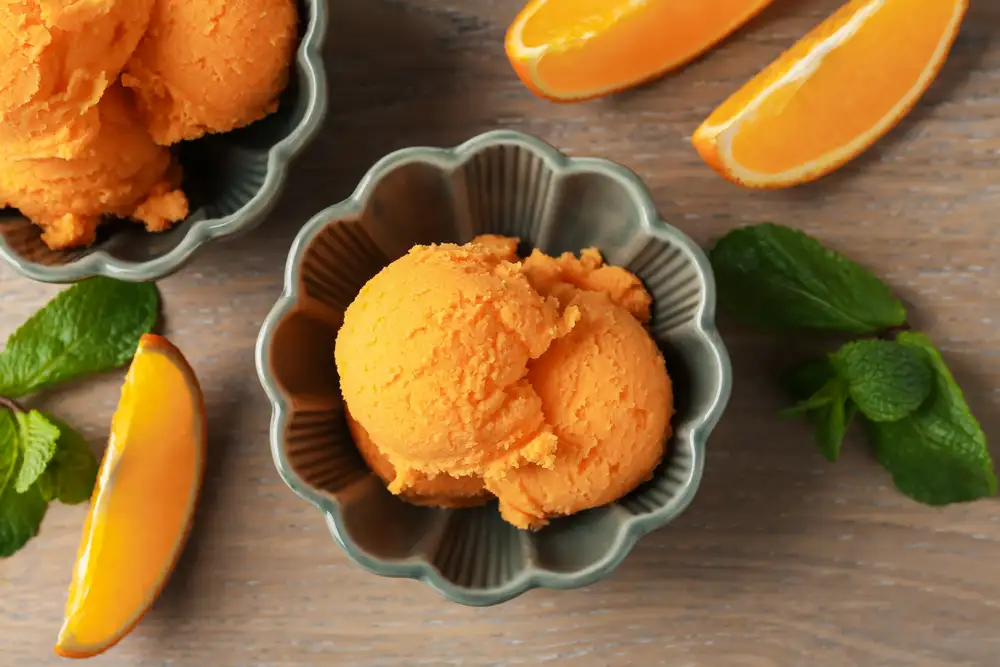 Fresh fruit vegan sorbet at Ked’s Ice Cream in Little Elm TX