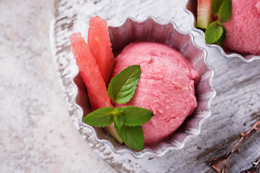 Fresh fruit vegan sorbet at Ked’s Ice Cream in Plano TX